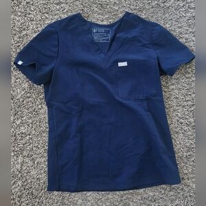Figs Navy V-Neck Scrub Top